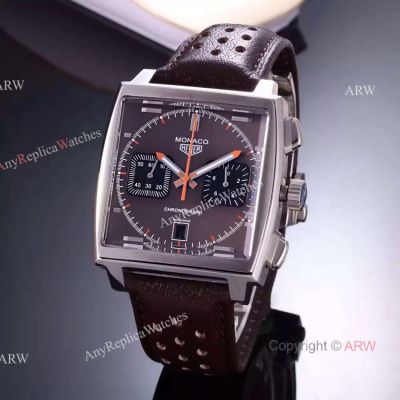 Replica Tag Heuer Monaco SS Brown Leather Chronograph Watch